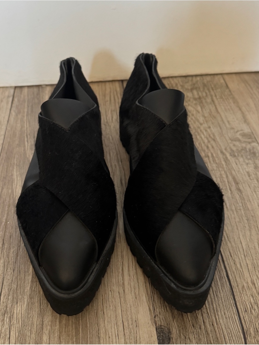 Proenza Schouler Black Slip-On Crisscross Flats